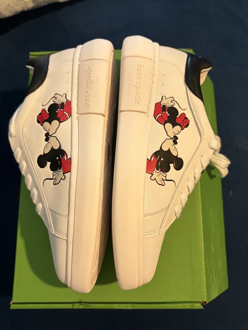 kate spade White Leather Minnie Mouse Graphic Sneakers
